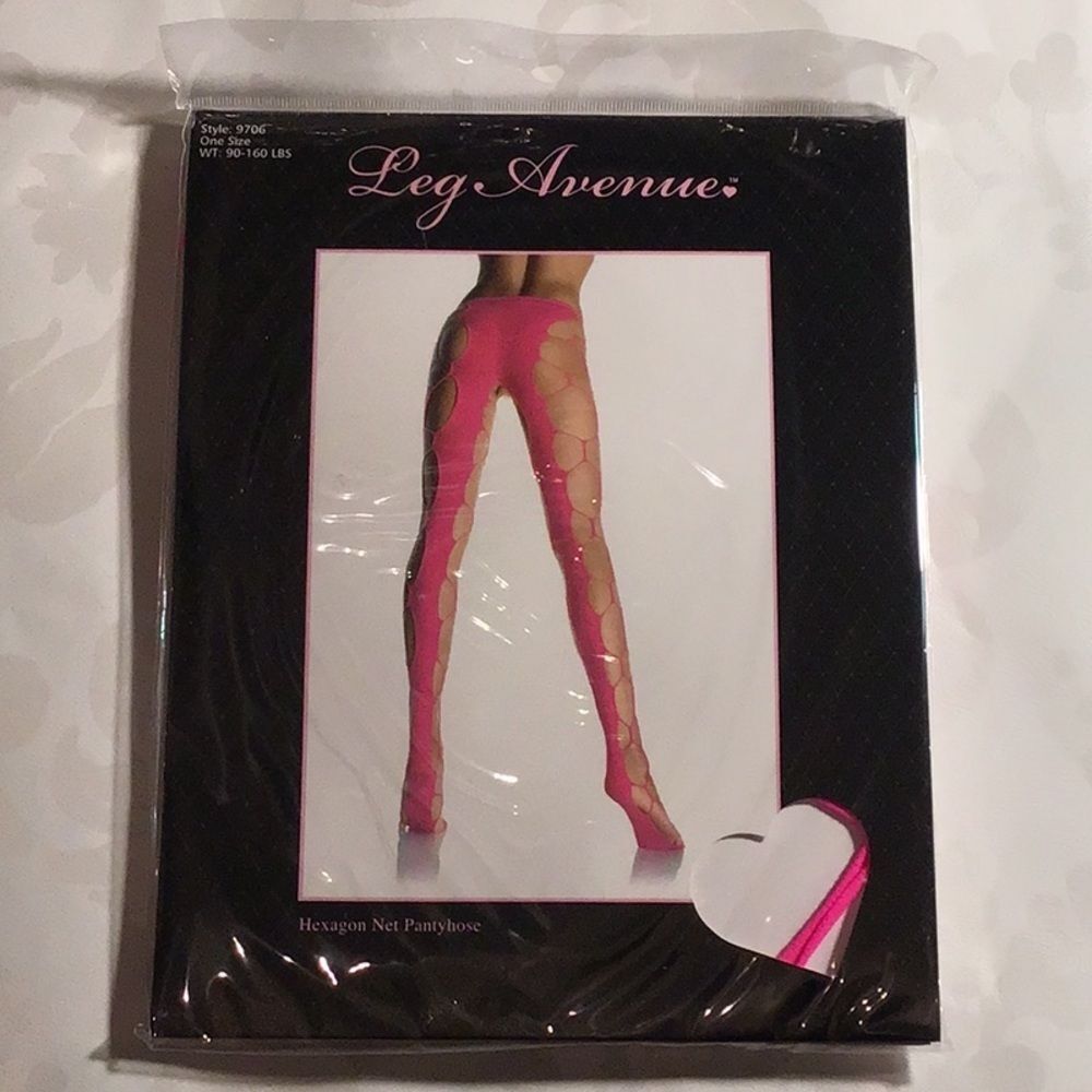 Leg Avenue: Neon Pink Hexagon Net Pantyhose​
